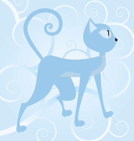 illustration of a blue cat on spiral background

のイラスト素材