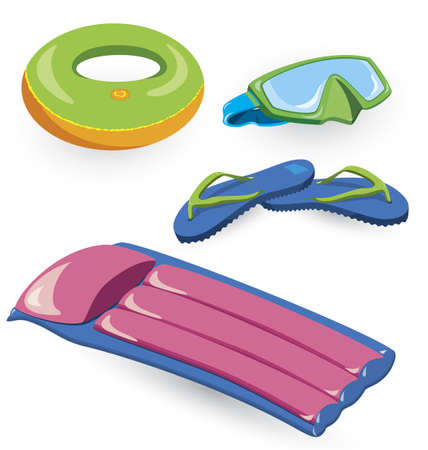 Summer items in white background  illustration

のイラスト素材