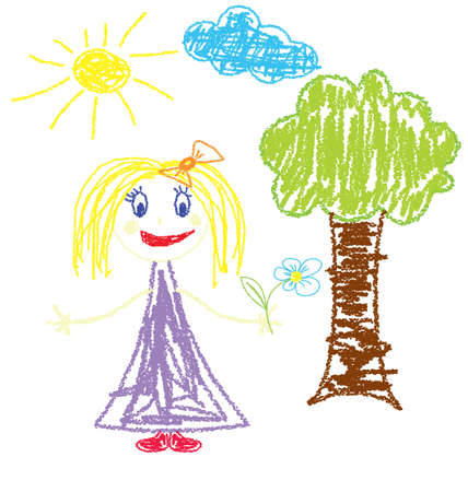 illustration of crayon painted girl with flower
のイラスト素材