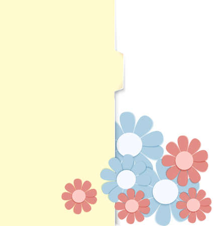 illustration yellow folder with paper crafted flowers isolated on white 
のイラスト素材