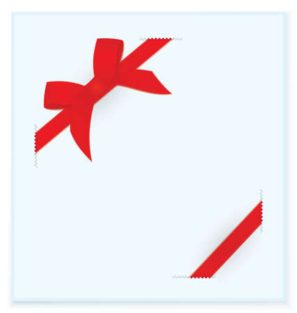 Vector illustration blue paper card with red ribbon bow tied on it
のイラスト素材