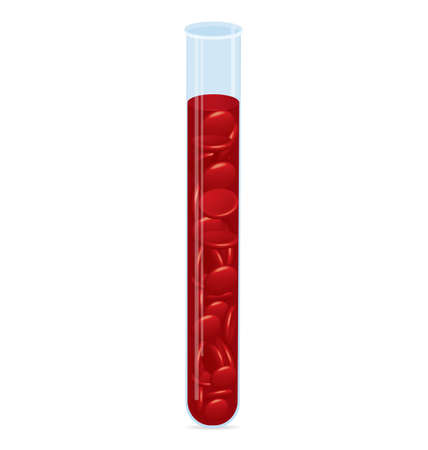 Vector illustration of test tube filled with red blood cells 
のイラスト素材