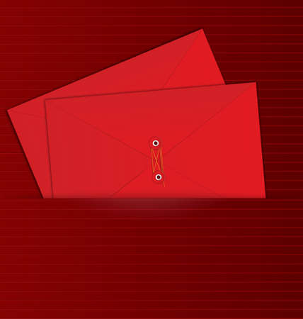 illustration of red rope sealed envelopes in the red paper pocket  
のイラスト素材