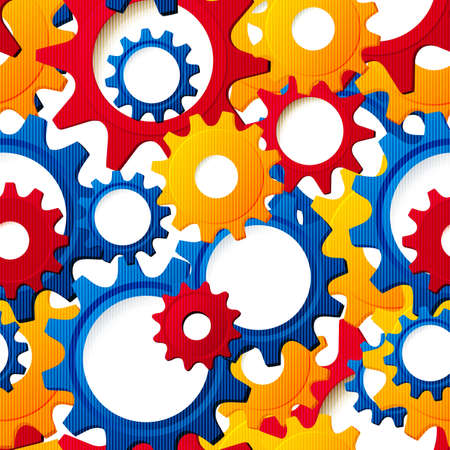 Vector illustration of cog wheel speech bubbles seamless background.
のイラスト素材