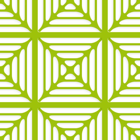 Abstract seamless background cut out of paper layered green ornament with realistic shadowsのイラスト素材