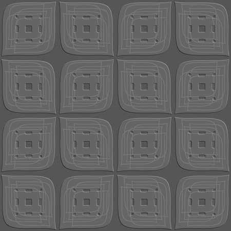 Abstract 3d seamless background. Dark gray perforated leaves embossed with linear details on top.

のイラスト素材