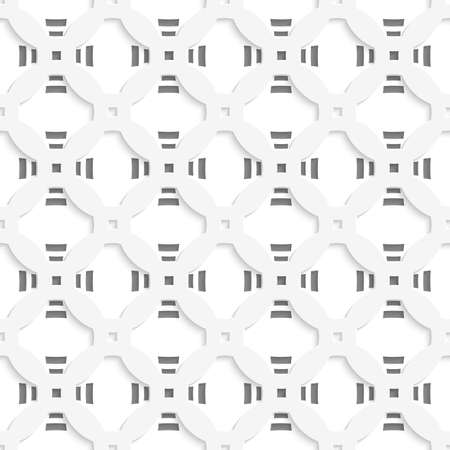 Abstract 3d geometrical seamless background. White ornament layered on white rectangles perforated out of paper effect.


のイラスト素材