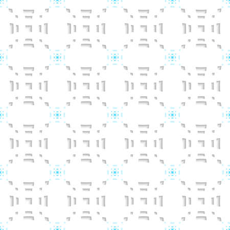 Abstract 3d geometrical seamless background. White rectangles perforated out of paper with blue rectangles on top.のイラスト素材