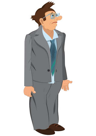 Illustration of cartoon male character isolated on white. Retro hipster man standing in gray jacket and glasses.




のイラスト素材