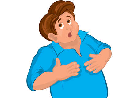 Illustration of Cartoon man torso in blue touching stomach.




のイラスト素材