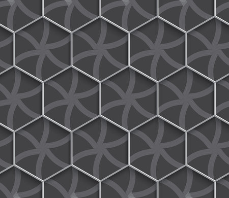 Seamless geometric background. Modern monochrome 3D texture. Pattern with realistic shadow and cut...