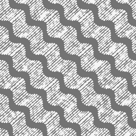 Seamless geometric background. Modern monochrome 3D texture. Pattern with realistic shadow and cut out of paper effect.Geometrical ornament with diagonal dot textured waves.のイラスト素材