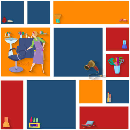 Flat design. Beauty salon spa.Beauty spa mosaic.のイラスト素材