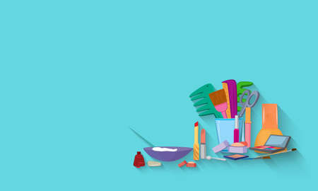 Flat design. Beauty salon spa.Beauty spa salon blue background.のイラスト素材