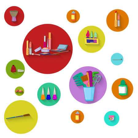 Flat design. Beauty salon spa.Flat design spa round icon set.のイラスト素材