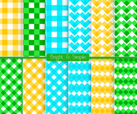 Seamless stylish geometric background set. Simple patterns.Each pattern grouped on separate layer under cover. Easy to edit or recolor.のイラスト素材