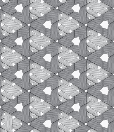 Seamless geometric background. Modern monochrome ribbon like ornament. Pattern with textured...