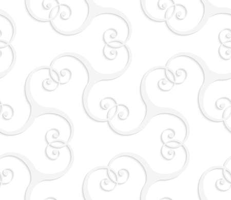 Seamless geometric background. Pattern with realistic shadow and cut out of paper effect.White 3d paper.3D white swirls overlapping.のイラスト素材