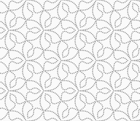 Seamless stylish dotted geometric background. Modern abstract pattern made with dotts. Flat monochrome design.Gray dotted six pedal flowers.のイラスト素材