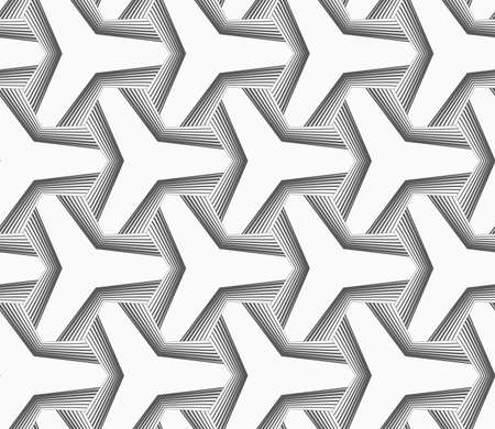 Seamless geometric pattern. Gray abstract geometrical design. Flat monochrome design.Monochrome tetrapods with hatched offset.のイラスト素材