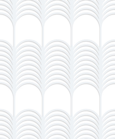Seamless geometric background. Pattern with realistic shadow and cut out of paper effect.White 3d paper.3D white striped vertical grid.のイラスト素材