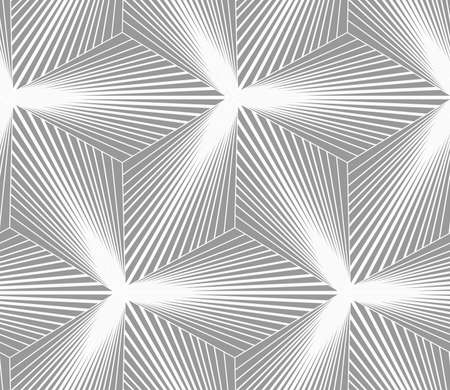 Seamless geometric pattern. Gray abstract geometrical design. Flat monochrome design.Monochrome gradually striped three ray stars.のイラスト素材