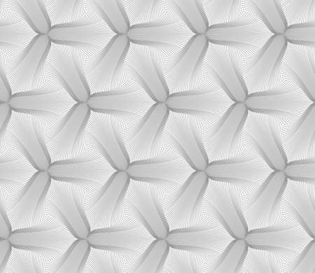 Abstract geometric background. Seamless flat monochrome pattern. Simple design.Slim gray hatched trefoil pointy flower.のイラスト素材