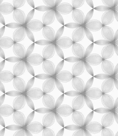 Abstract geometric background. Seamless flat monochrome pattern. Simple design.Slim gray small hatched thick and thin trefoils.のイラスト素材