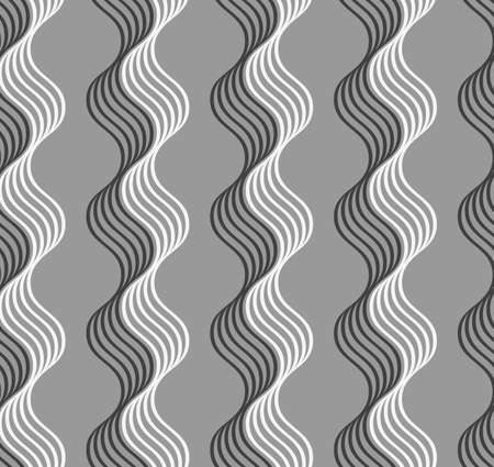 Abstract geometrical pattern. Modern monochrome background.Flat gray with shaded wavy grid.のイラスト素材