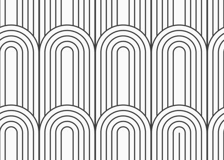 Abstract geometrical pattern. Modern monochrome background.Flat gray with textured arks with continues lines.のイラスト素材
