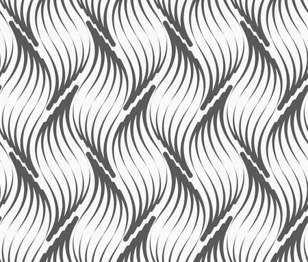 Abstract geometrical pattern. Modern monochrome background.Flat gray with wavy hatched leaves.のイラスト素材