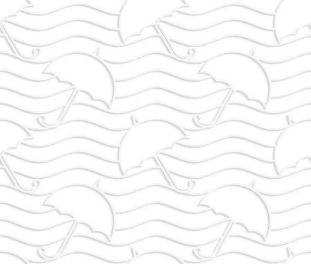 Seamless patter with cut out Paper white umbrellas on waves.のイラスト素材