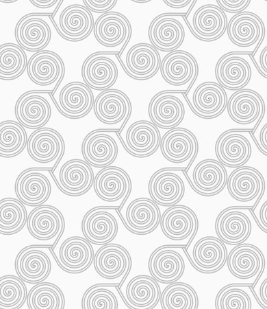 Gray seamless geometrical pattern. Simple monochrome texture. Abstract background.Slim gray small striped spirals three turn.のイラスト素材