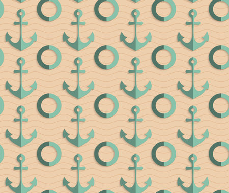 Vintage colored simple seamless pattern. Background with paper fold and 3d realistic shadow.Retro...