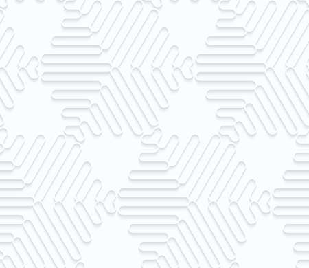 Seamless 3D background. White quilling paper. Realistic shadow and cut out of paper effect. Geometrical pattern.Quilling paper waves forming hexagons.のイラスト素材