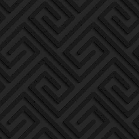 Black textured plastic rectangle spirals fastened .Seamless abstract geometrical pattern with 3d effect. Background with realistic shadows and layering.のイラスト素材
