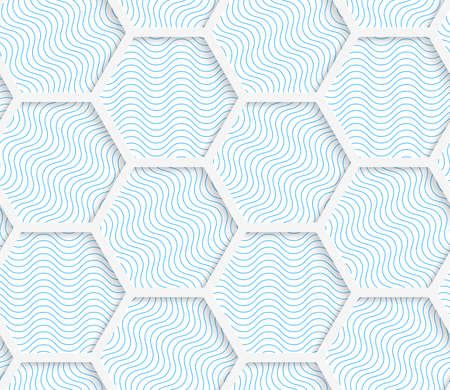 White 3D with colors hexagonal grid.Abstract geometrical background. Pattern with cut out paper effect and realistic shadows.のイラスト素材