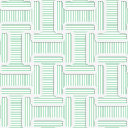 White 3D with colors T rounded shapes with green.Abstract geometrical background. Pattern with cut out paper effect and realistic shadows.のイラスト素材