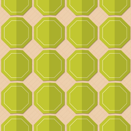 Retro fold green octagons.Abstract geometrical ornament. Pattern with effect of folded paper with...