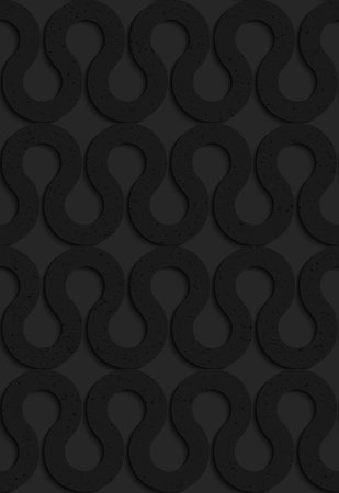 Black textured plastic rounded waves.Seamless abstract geometrical pattern with 3d effect....