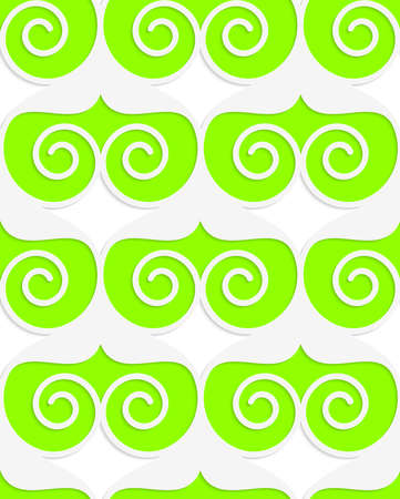 Colored 3D green swirled hearts.Seamless geometric background. Modern 3D texture. Pattern with realistic shadow and cut out of paper effect.のイラスト素材