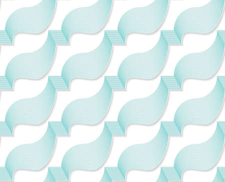 Colored 3D blue diagonal striped wavy ribbons.Seamless geometric background. Modern 3D texture. Pattern with realistic shadow and cut out of paper effect.のイラスト素材