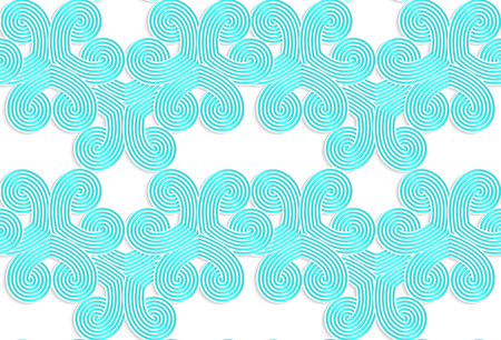 Colored 3D blue striped swirls.Seamless geometric background. Modern 3D texture. Pattern with...