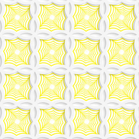 Colored 3D yellow striped pointy squares.Seamless geometric background. Modern 3D texture. Pattern with realistic shadow and cut out of paper effect.のイラスト素材