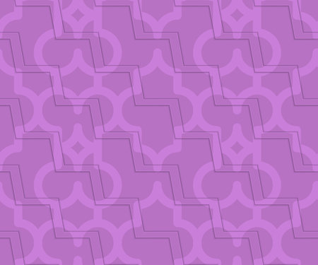 Retro 3D purple zigzag cut Marrakech.Abstract layered pattern. Bright colored background with...