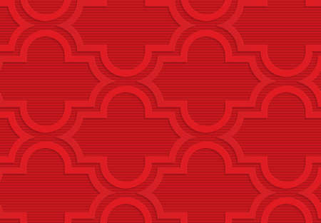 Red horizontal Marrakech.Seamless geometric background. 3D layered and textured pattern with realistic shadow and cut out effect.のイラスト素材