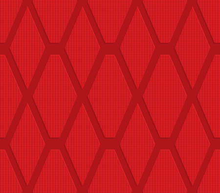 Red checkered diamonds.Seamless geometric background. 3D layered and textured pattern with realistic shadow and cut out effect.のイラスト素材