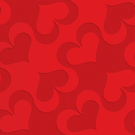Red diagonal spades on checkered background.Seamless geometric background. 3D layered and textured...