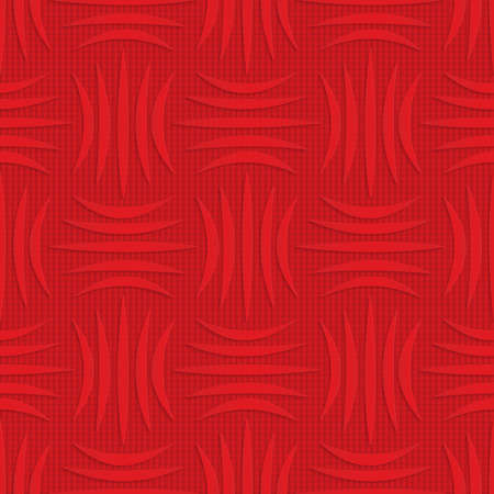 Red stripes on checkered background.Seamless geometric background. 3D layered and textured pattern with realistic shadow and cut out effect.のイラスト素材