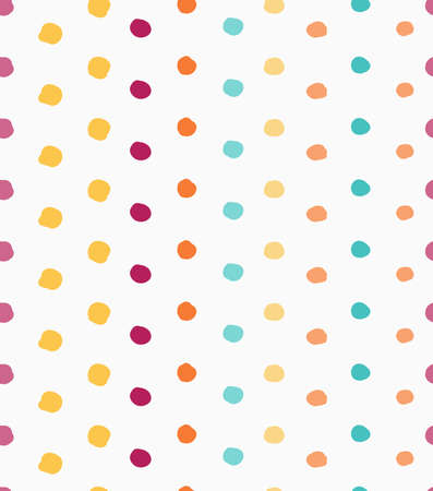 Painted green yellow orange and purple dots.Hand drawn with paint brush seamless background. Abstract colorful texture. Modern irregular tillable design.のイラスト素材